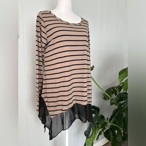 #9)  NWT  French  Laundry Tan with black strapped Top Size M
